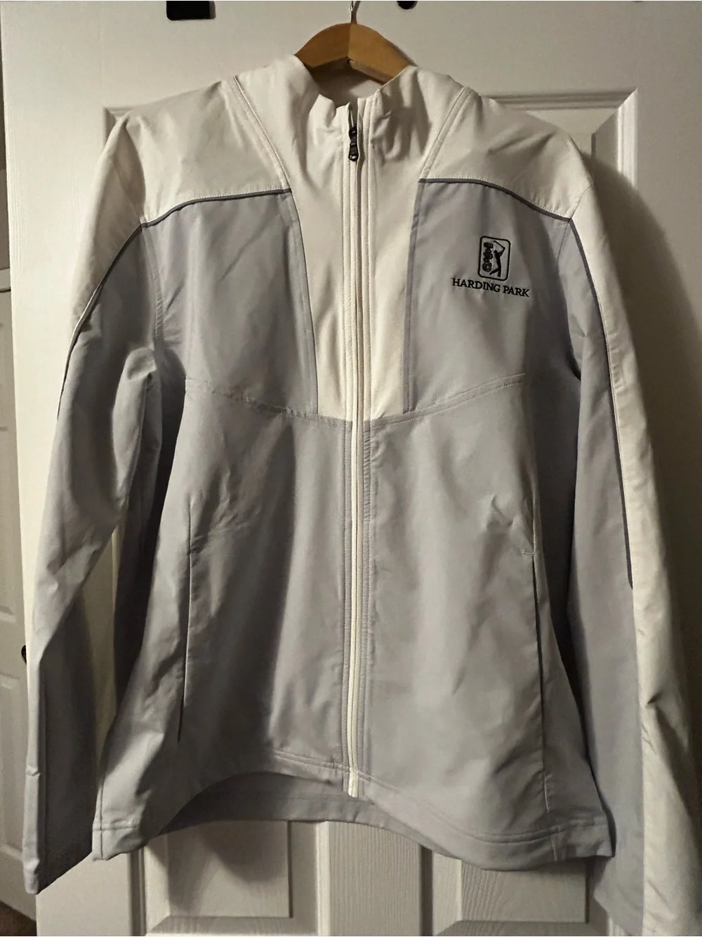 Under Armor TPC Harding Park Two-Tone Light Gray and White Hooded Jacket